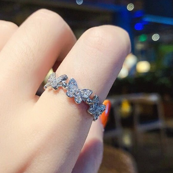 NEW!  Butterfly Ring Beautiful Color Gold CZ Diamonds - Picture 5 of 9